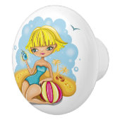 Schattige strand meisje lade knoppen (Rechts)