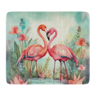 Schattige strand roze flamingo liefhebbers snijplank