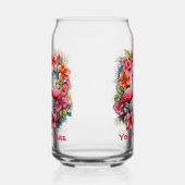 Schattige strand roze flamingo tekst toevoegen blikvorm glas (Links)