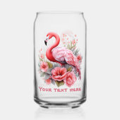 Schattige strand roze flamingo tekst toevoegen blikvorm glas (Achterkant)