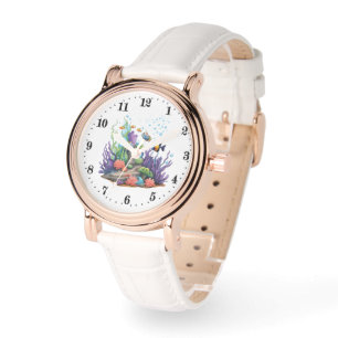 Schattige Strand vis liefhebbers waterverf Horloge