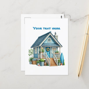 Schattige strand Voeg tekst Beach House Briefkaart