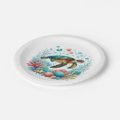 Schattige strand zee schildpad feest papieren bordje (Gekanteld)