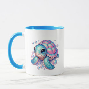 Schattige strand zee schildpad Voeg monogram toe Mok