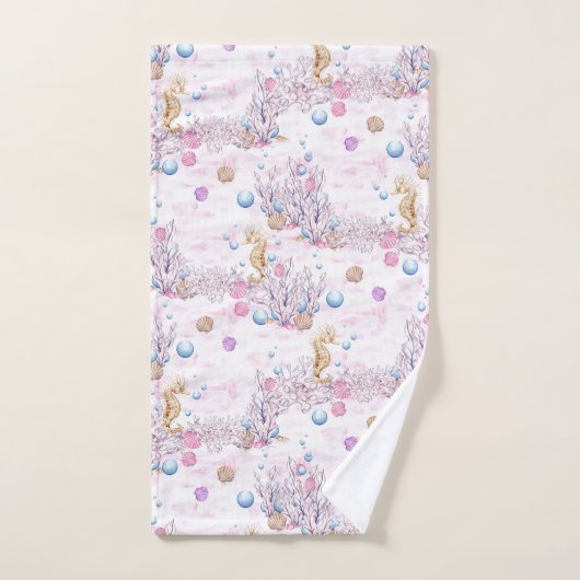 Schattige strand zeepaardje en bubbels handdoek se (Handdoek)