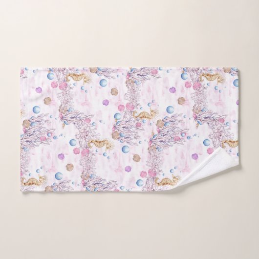 Schattige strand zeepaardje en bubbels handdoek se (Handdoek)