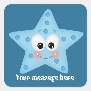 Schattige strand zeesterren bericht toevoegen stic vierkante sticker