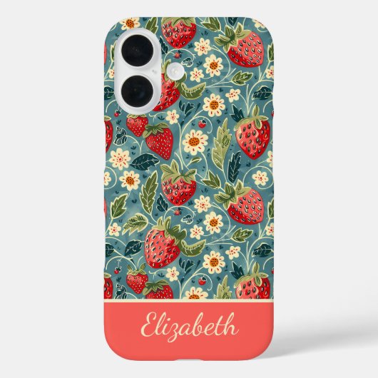Schattige Strawberry Design met aangepaste naam Case-Mate iPhone Case (Achterkant)