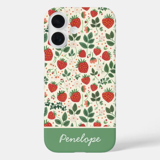 Schattige Strawberry Design met aangepaste naam Case-Mate iPhone Case (Achterkant)