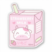 Schattige Strawberry Milk Packet Doodle Sticker (Voorkant)