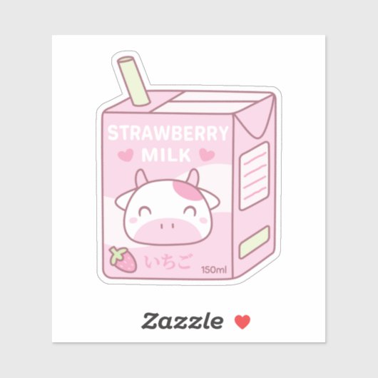 Schattige Strawberry Milk Packet Doodle Sticker (Vel)