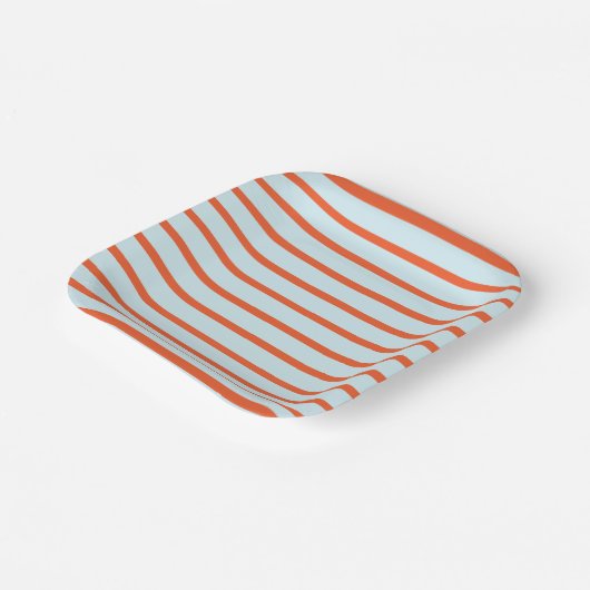 Schattige streeppatroon blauw en rood papieren bordje (Gebogen)