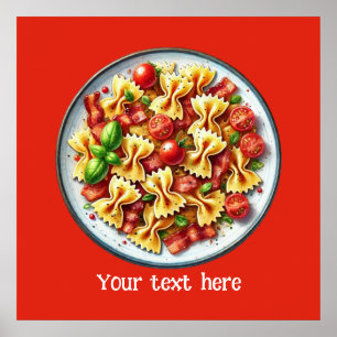 Schattige strikdas pasta bedrijf Italiaans eten  Poster