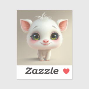 Schattige stripfiguur van een wit kitten met grote sticker