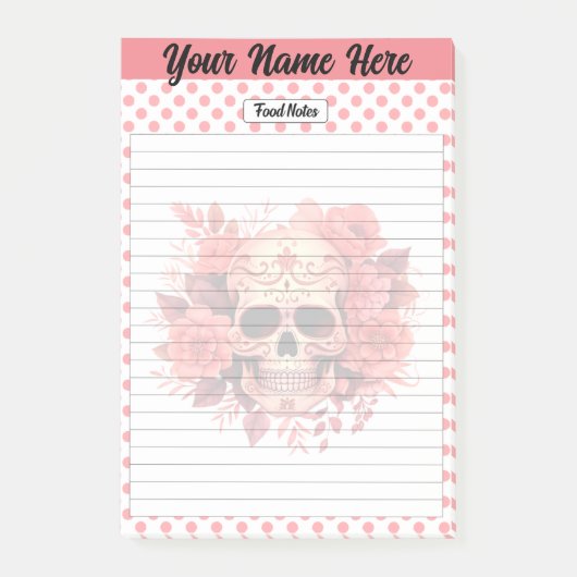 Schattige Sugar Skull Food Notes (Voorkant)