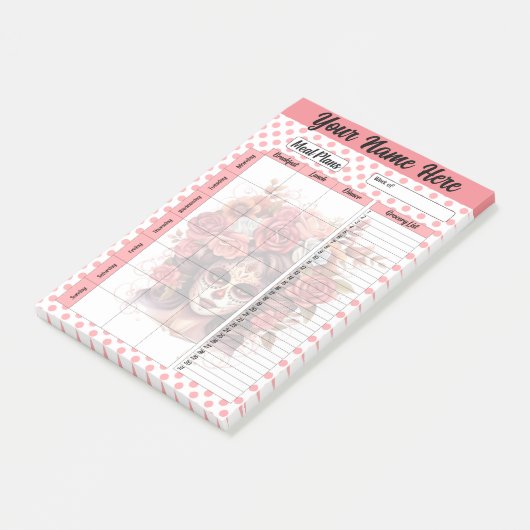 Schattige Sugar Skull Weekly Meal Plan Post-it® Notes (Schuin)