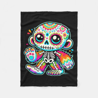 Schattige Suiker Schedel Bigfoot Día De Los Muerto Fleece Deken