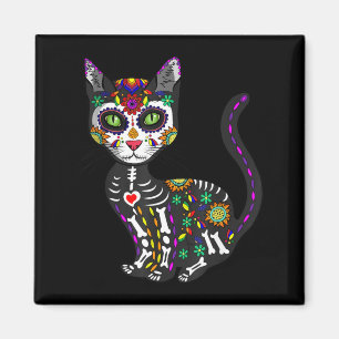 Schattige suikerschedel Mexicaanse kat Halloween D Magneet