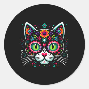 Schattige suikerschedel Mexicaanse kat Ronde Sticker