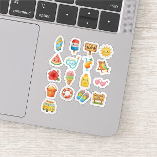 Schattige Summer Beach Fun Illustration Collectie Sticker