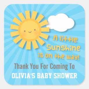 Schattige Sunshine Baby shower Dank u Stickers