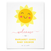 Schattige Sunshine Baby shower Welkomstbord Foto Afdruk (Voorkant)