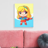 Schattige Supergirl Stance Canvas Afdruk (Insitu (Woonkamer))