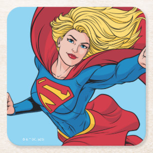 Schattige Supergirl Stance Vierkante Kartonnen Onderzetter