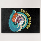 Schattige surfen Kawaii Sushi Legpuzzel (Horizontaal)