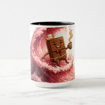 Schattige Surfende Chocolade en Koffie Roze Aardbe