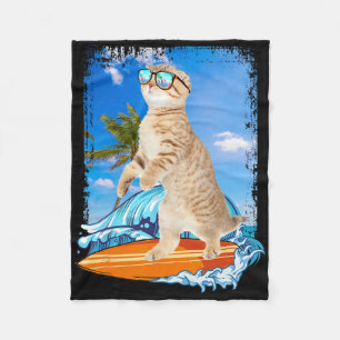 Schattige Surfende Hawaiaanse Kat Liefhebber Surfe Fleece Deken