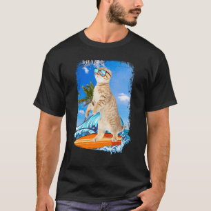Schattige surfende Hawaiaanse kat Surfer strand z T-shirt