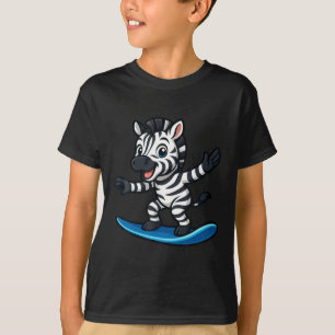 Schattige surfende zebra grappig dier strand zomer t-shirt
