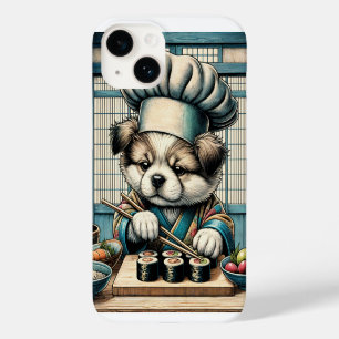 Schattige Sushi Chef Puppy Case-Mate iPhone 14 Hoesje