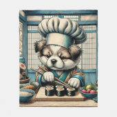 Schattige Sushi Chef Puppy Fleece Deken (Voorkant)