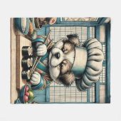 Schattige Sushi Chef Puppy Fleece Deken (Voorkant (Horizontaal))