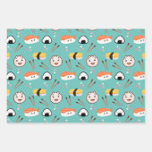 Schattige Sushi & Dumpling Wrapping Papier - Blauw Inpakpapier Vel (Voorkant 2)