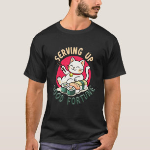 Schattige Sushi Maneki Neko Kat Serveert Goede For T-shirt