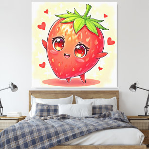 Schattige Sweet Strawberry Bliss Canvas Afdruk