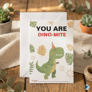 Schattige T-Rex Dinosaurus Je Bent Dino-Mite Jonge Notitiekaartje
