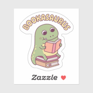 Schattige T-rex Dinosaurus Leest Een Boek Bookasau Sticker
