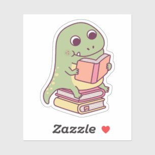 Schattige T-rex dinosaurus leest een boek Sticker