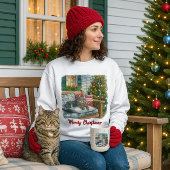Schattige T-shirt voor kat en kerstboom