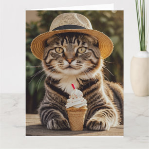 SCHATTIGE TABBY CAT VERJAARDAG WENSKAART BEDANKKAART