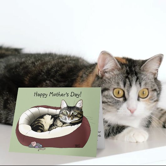 Schattige Tabby Kat Groene Moederdag Kaart