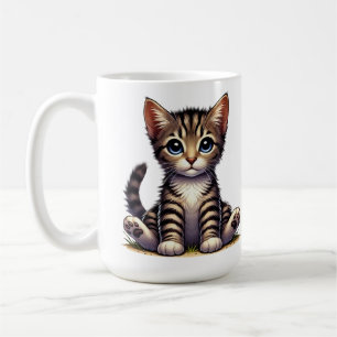 Schattige Tabby Kitten met blauwe ogen Koffiemok