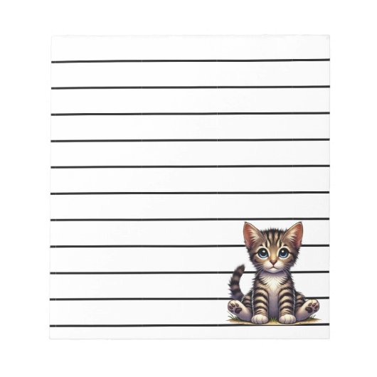 Schattige Tabby Kitten met blauwe ogen Notitieblok (Voorkant)