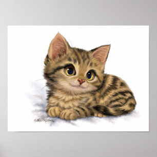 Schattige Tabby Poes Cartoon Poster