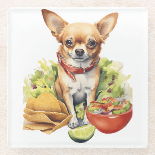 Schattige Taco Chihuahua Pop Art  Glazen Onderzetter