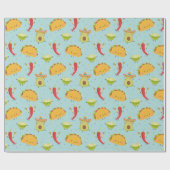 Schattige Taco's Avocado Chili Limoen Party Blauw Cadeaupapier (Vlak)